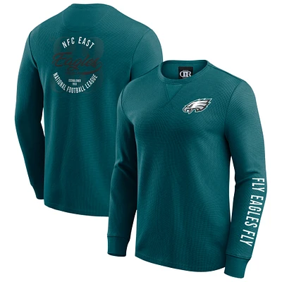 T-shirt à manches longues en tricot gaufré délavé pour homme de la collection Darius Rucker par Fanatics Kelly Green Philadelphia Eagles