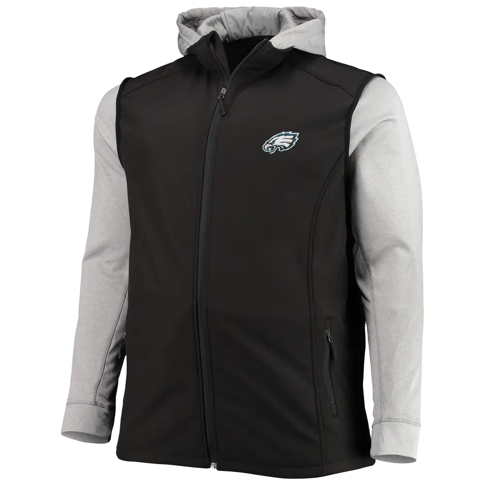 Veste à capuche entièrement zippée Dunbrooke pour hommes, noir/gris, Philadelphia Eagles Big & Tall Alpha