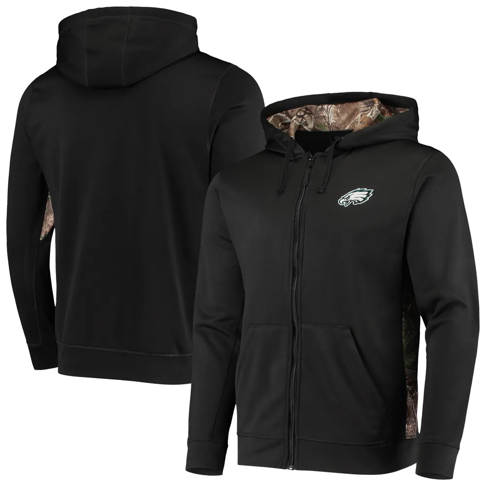 Sweat à capuche entièrement zippé en polaire Dunbrooke noir/Realtree Camo Philadelphia Eagles Decoy Tech pour hommes