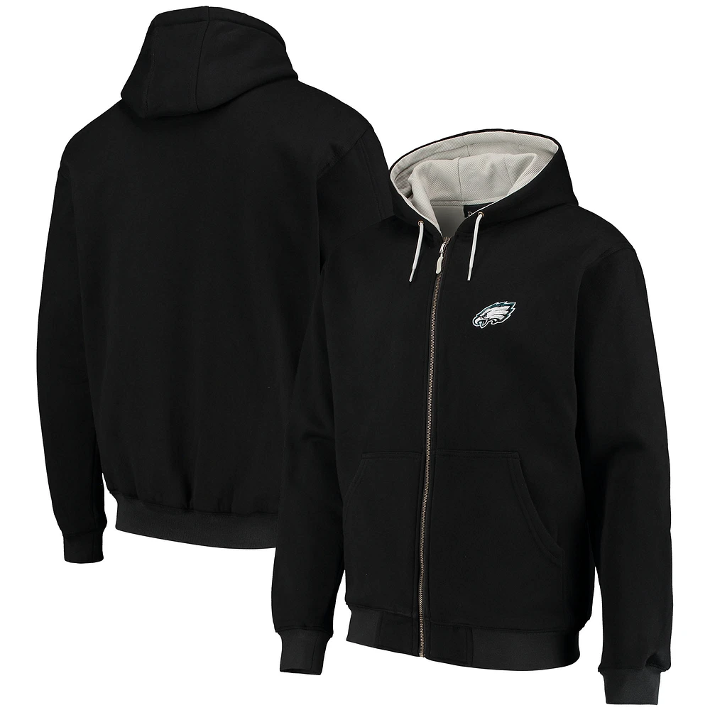 Sweat à capuche entièrement zippé doublure thermique Dunbrooke pour hommes, Philadelphia Eagles Craftsman, noir