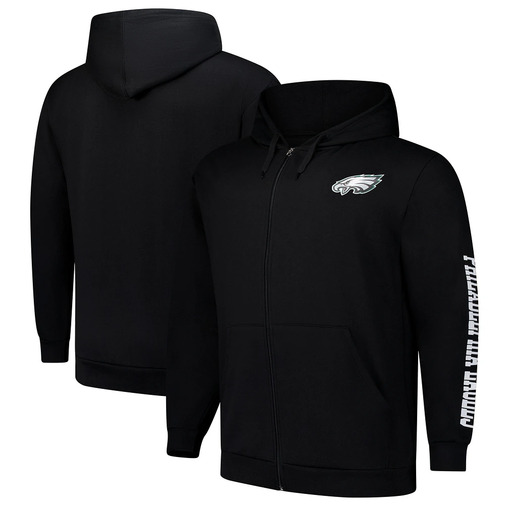 Sweat à capuche zippé manches longues et col rond pour homme Fanatics Black Philadelphia Eagles