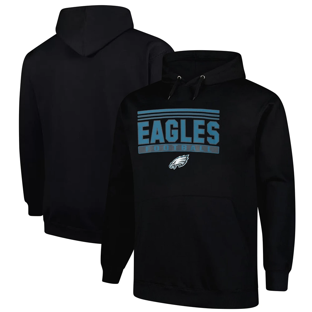 Men's Fanatics Black Philadelphia Eagles Big & Tall Pop Pullover Hoodie