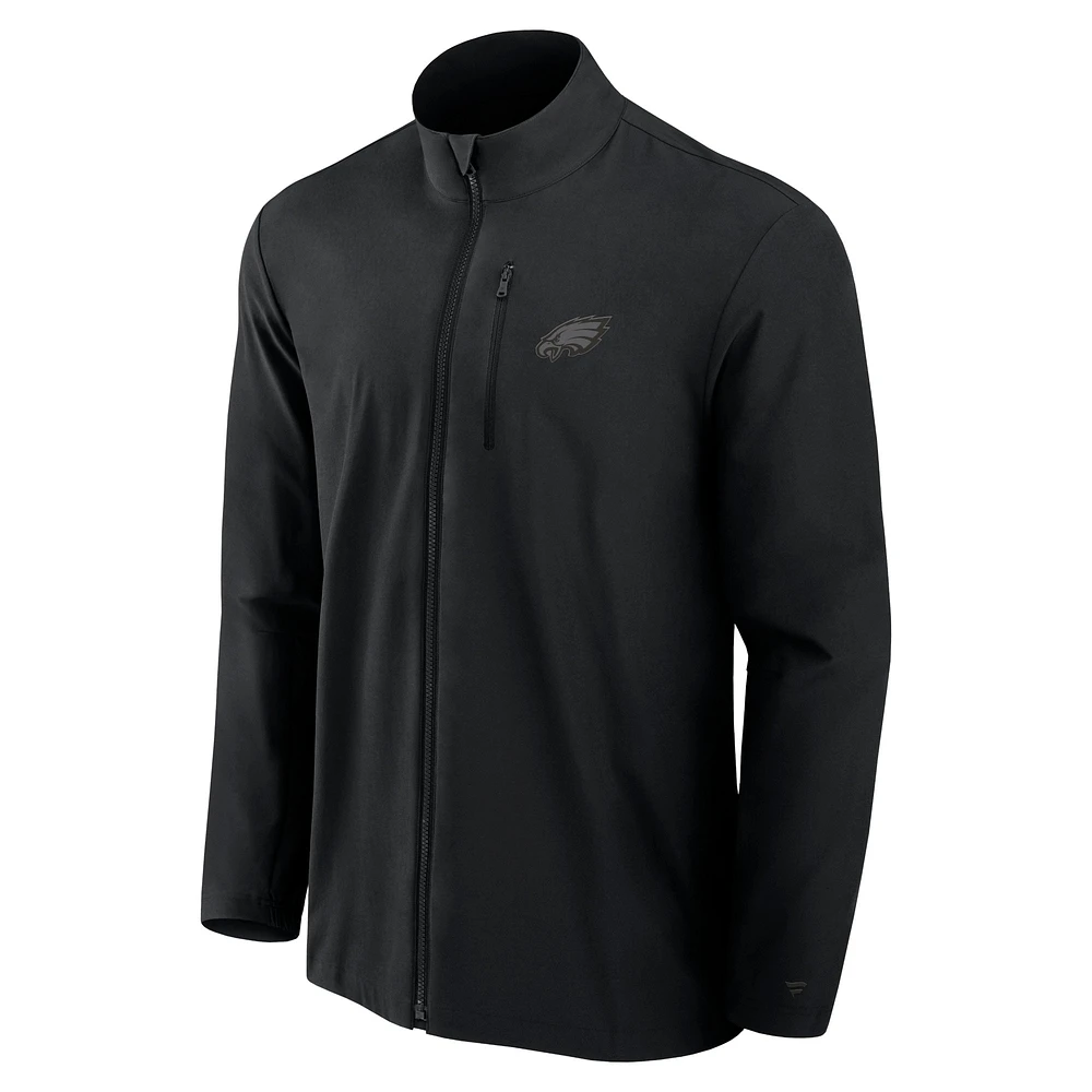 Men's Fanatics Black Philadelphia Eagles Front Office Woven Full-Zip Jacket