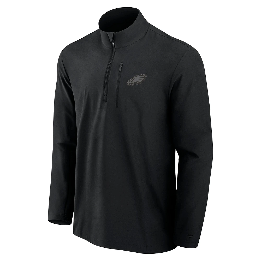 Veste tissée à quart de zip Fanatics noire Philadelphia Eagles Front Office pour hommes