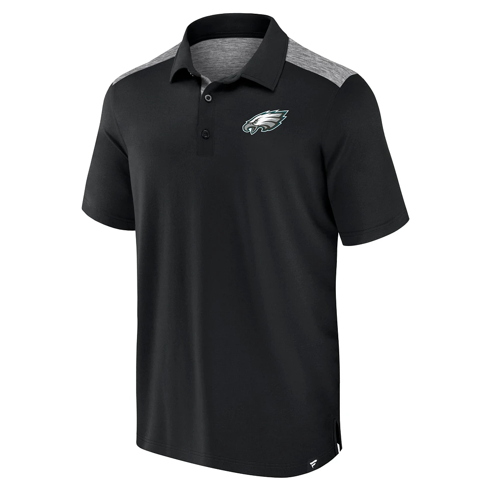 Polo noir Long Shot Fanatics pour hommes des Eagles de Philadelphie