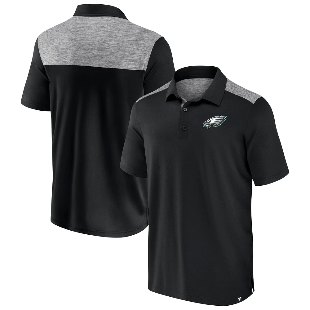 Polo noir Long Shot Fanatics pour hommes des Eagles de Philadelphie