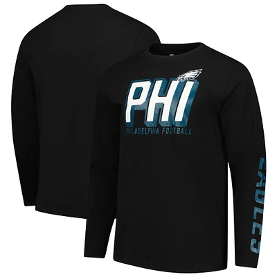 T-shirt à manches longues noir pour homme Fanatics Philadelphia Eagles