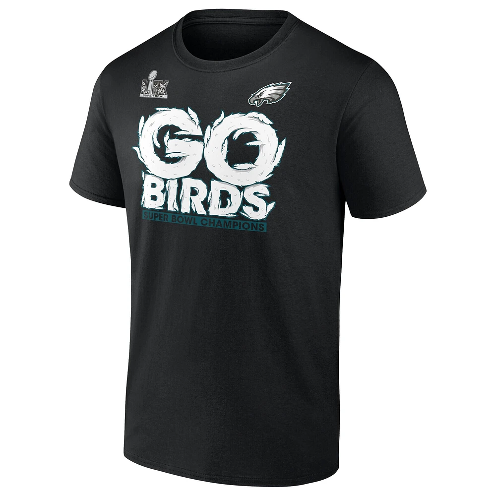 T-shirt Fanatics pour hommes noir Philadelphia Eagles Super Bowl LIX Champions Big & Tall Hometown