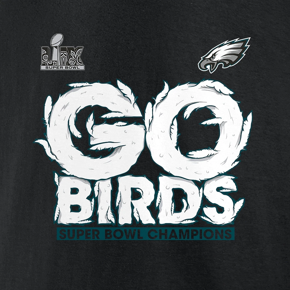 T-shirt Fanatics pour hommes noir Philadelphia Eagles Super Bowl LIX Champions Big & Tall Hometown