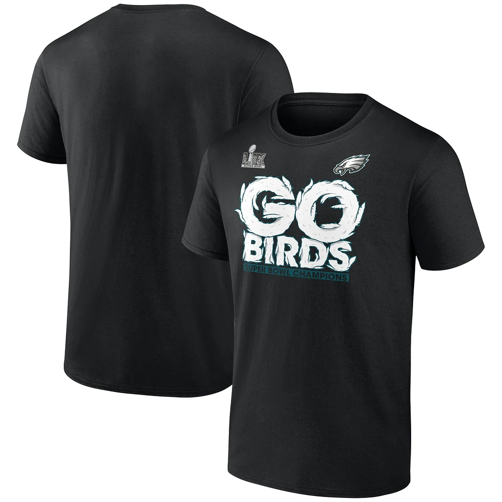 T-shirt Fanatics pour hommes noir Philadelphia Eagles Super Bowl LIX Champions Big & Tall Hometown