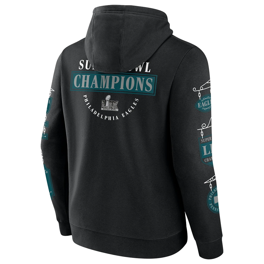 Men's Fanatics Black Philadelphia Eagles Super Bowl LIX Champions Big & Tall Pullover Hoodie