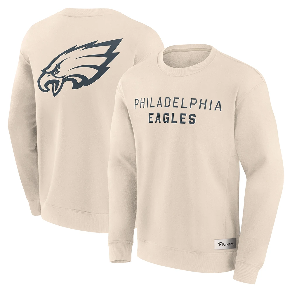 Men's Fanatics Cream Philadelphia Eagles Elements Future Ground Lettering Pullover Sweatshirt