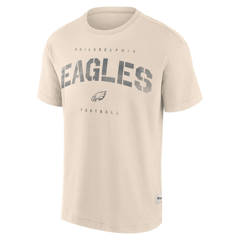 Men's Fanatics Cream Philadelphia Eagles Elements Weathered Tonal Future Ground T-Shirt