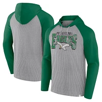 Men's Fanatics Gray/Kelly Green Philadelphia Eagles Under Center Long Sleeve Hoodie T-Shirt