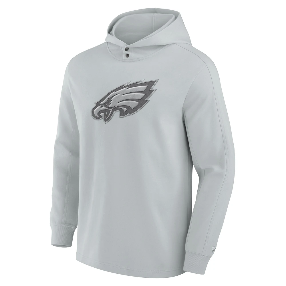 Men's Fanatics Gray Philadelphia Eagles Elements Blaze Tri-Blend Long Sleeve Hoodie T-Shirt