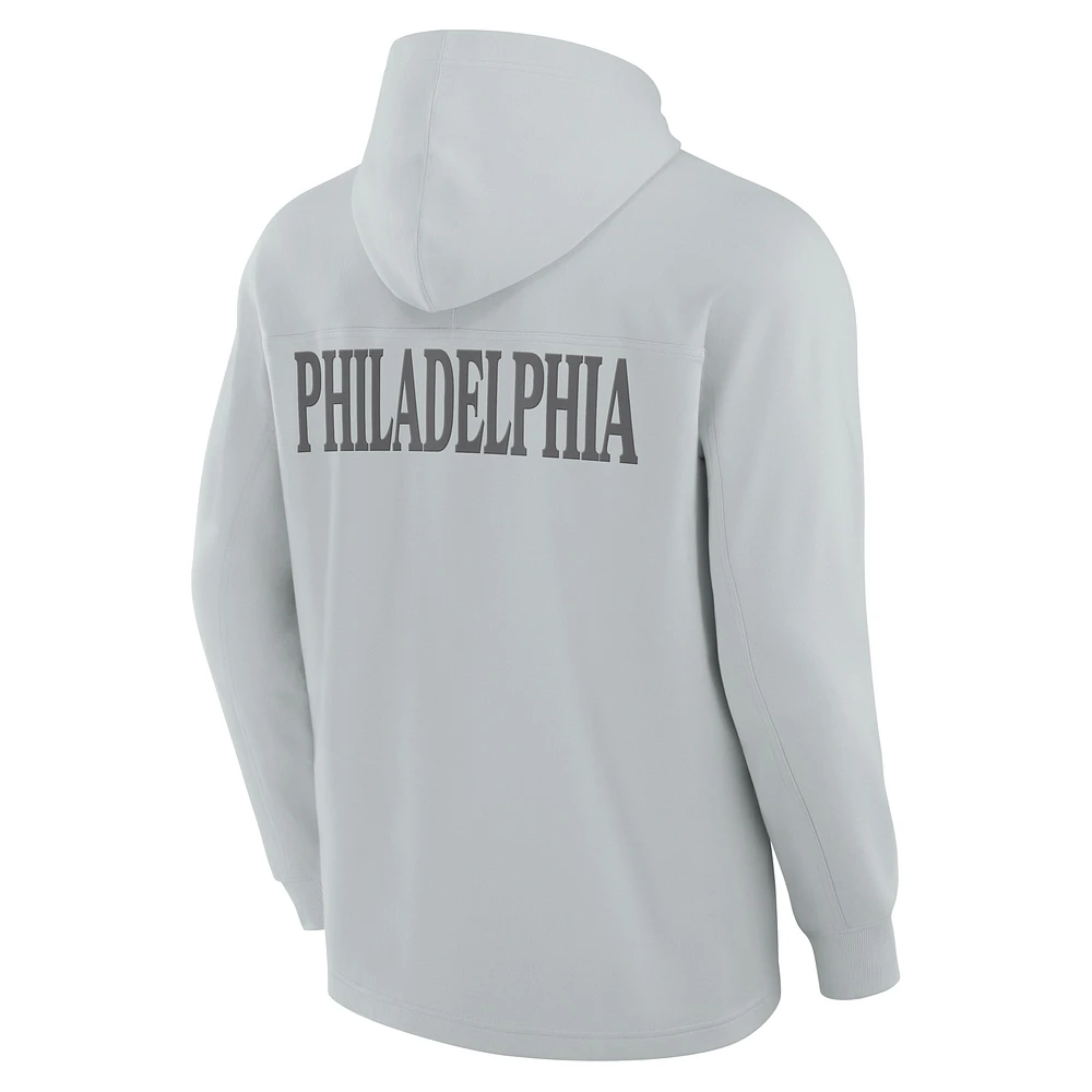 Men's Fanatics Gray Philadelphia Eagles Elements Blaze Tri-Blend Long Sleeve Hoodie T-Shirt