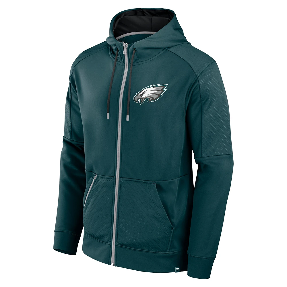 Sweat à capuche entièrement zippé Fanatics pour hommes, vert, Philadelphia Eagles Defender