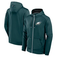 Sweat à capuche entièrement zippé Fanatics pour hommes, vert, Philadelphia Eagles Defender