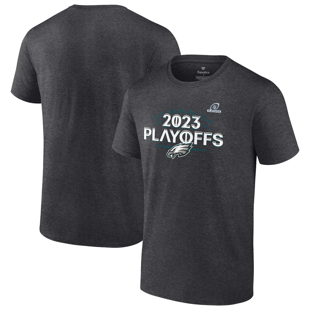 T-shirt Fanatics Heather Charcoal pour hommes des Eagles de Philadelphie 2023 NFL Playoffs