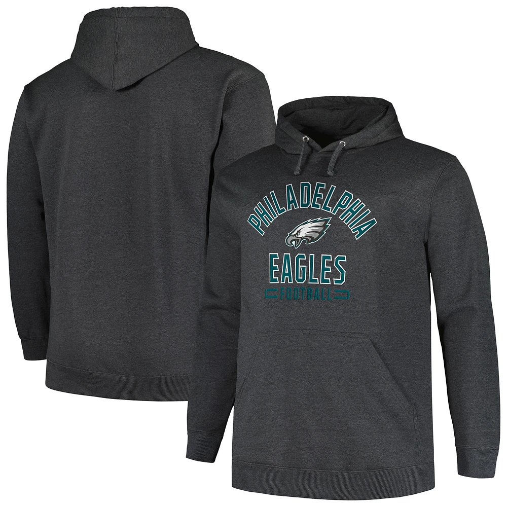 Sweat à capuche Fanatics Heather Charcoal Philadelphia Eagles Big & Tall pour hommes