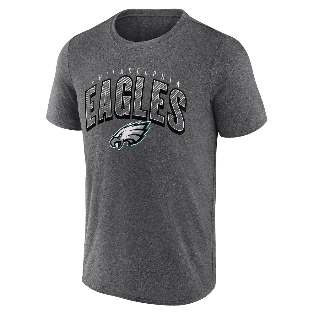 T-shirt Fanatics Heather Charcoal Philadelphia Eagles à pois délavés pour homme