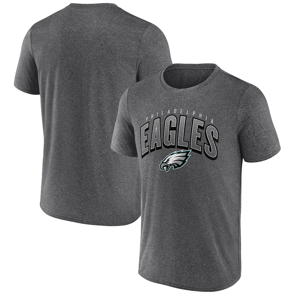 T-shirt Fanatics Heather Charcoal Philadelphia Eagles à pois délavés pour homme