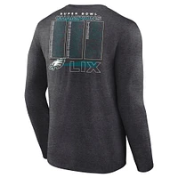 Men's Fanatics Heather Charcoal Philadelphia Eagles Super Bowl LIX Champions Roster Long Sleeve T-Shirt