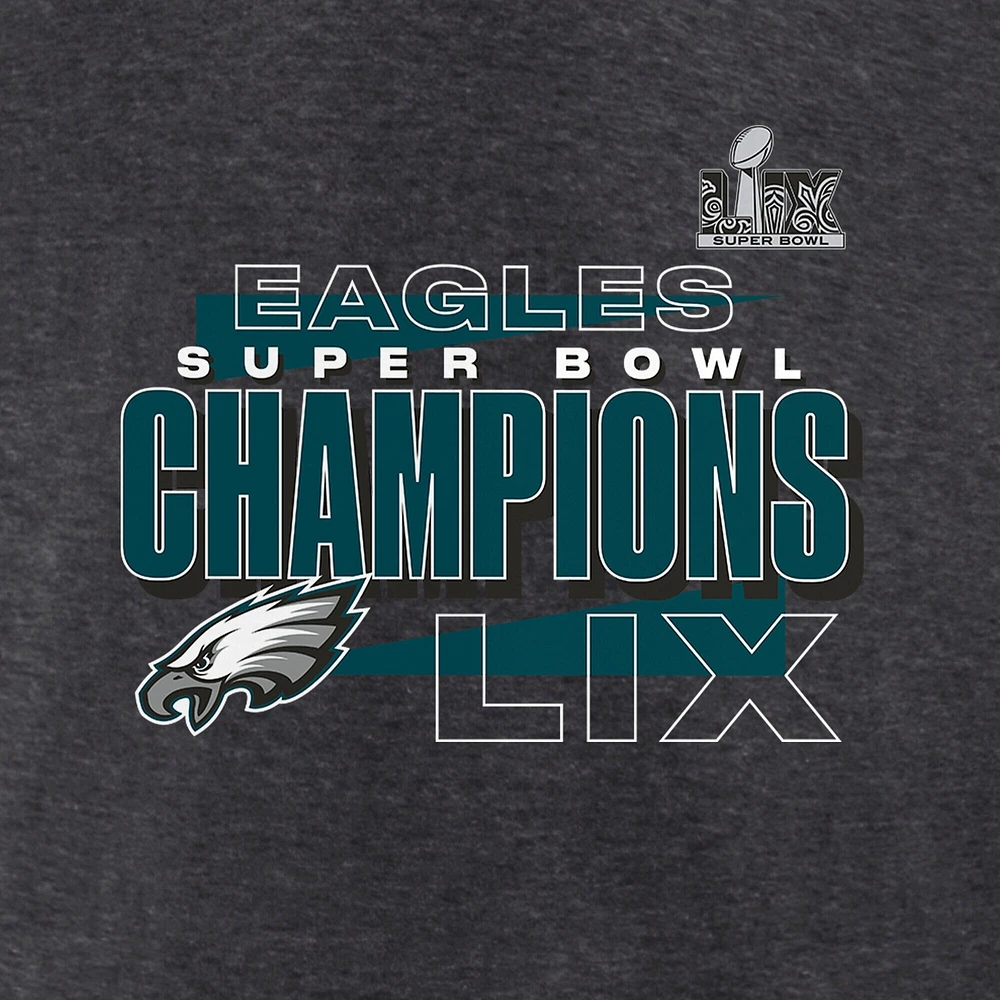 T-shirt Fanatics Heather Charcoal pour homme Philadelphia Eagles Super Bowl LIX Champions Roster