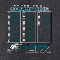 T-shirt Fanatics Heather Charcoal pour homme Philadelphia Eagles Super Bowl LIX Champions Roster