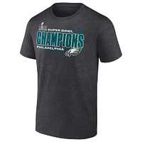 T-shirt Fanatics Heather Charcoal Philadelphia Eagles Super Bowl LIX Champions Under The Lights pour homme