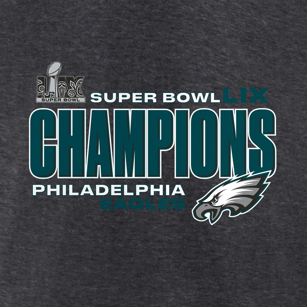 T-shirt Fanatics Heather Charcoal Philadelphia Eagles Super Bowl LIX Champions Under The Lights pour homme