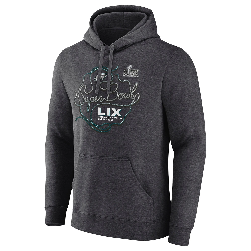 Men's Fanatics  Heather Charcoal Philadelphia Eagles Super Bowl LIX Local Fleece Pullover Hoodie