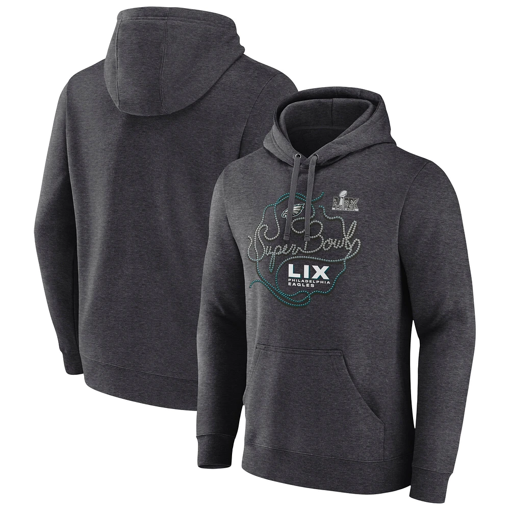 Sweat à capuche en polaire Fanatics Heather Charcoal Philadelphia Eagles Super Bowl LIX pour homme