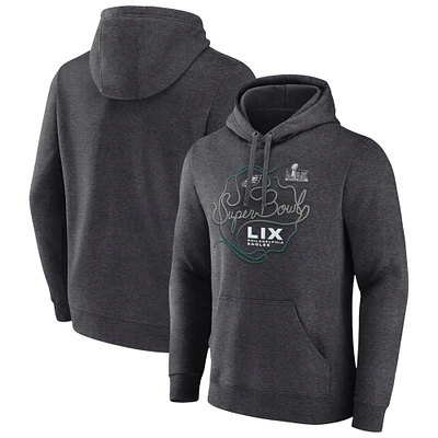 Sweat à capuche en polaire Fanatics Heather Charcoal Philadelphia Eagles Super Bowl LIX pour homme