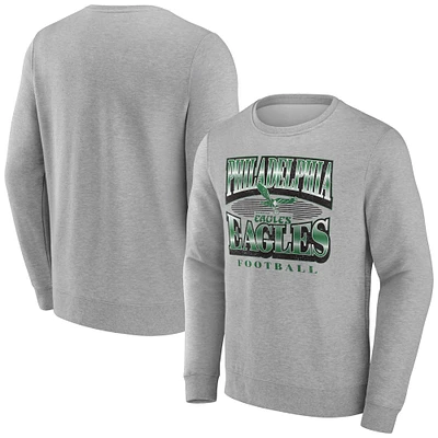 Men's Fanatics Heather Gray Philadelphia Eagles Chance Throwback Fleece Pullover Sweatshirt