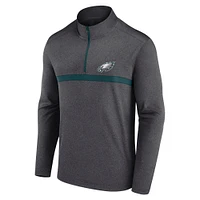 Men's Fanatics  Heather Gray Philadelphia Eagles Head-to-Head Quarter-Zip Pullover