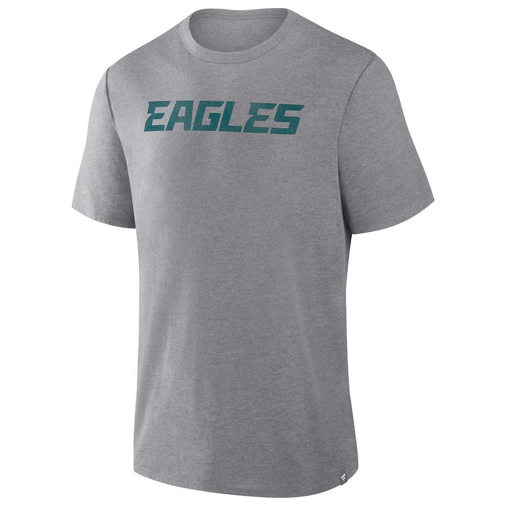 Men's Fanatics Heather Gray Philadelphia Eagles Pass Rush Tri-Blend T-Shirt