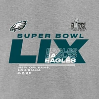 Men's Fanatics  Heather Gray Philadelphia Eagles Super Bowl LIX Big & Tall Quick Pass Long Sleeve T-Shirt