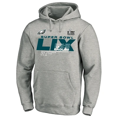 Men's Fanatics  Heather Gray Philadelphia Eagles Super Bowl LIX Big & Tall Quick Pass Pullover Hoodie