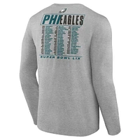 Men's Fanatics  Heather Gray Philadelphia Eagles Super Bowl LIX Big & Tall Roster Long Sleeve T-Shirt