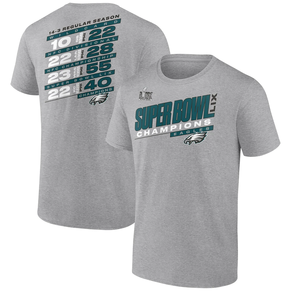 Men's Fanatics Heather Gray Philadelphia Eagles Super Bowl LIX Champions Big & Tall Counting Points Score T-Shirt