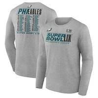 Men's Fanatics  Heather Gray Philadelphia Eagles Super Bowl LIX Roster Long Sleeve T-Shirt