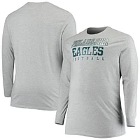 Men's Fanatics Heathered Gray Philadelphia Eagles Big & Tall Practice Long Sleeve T-Shirt