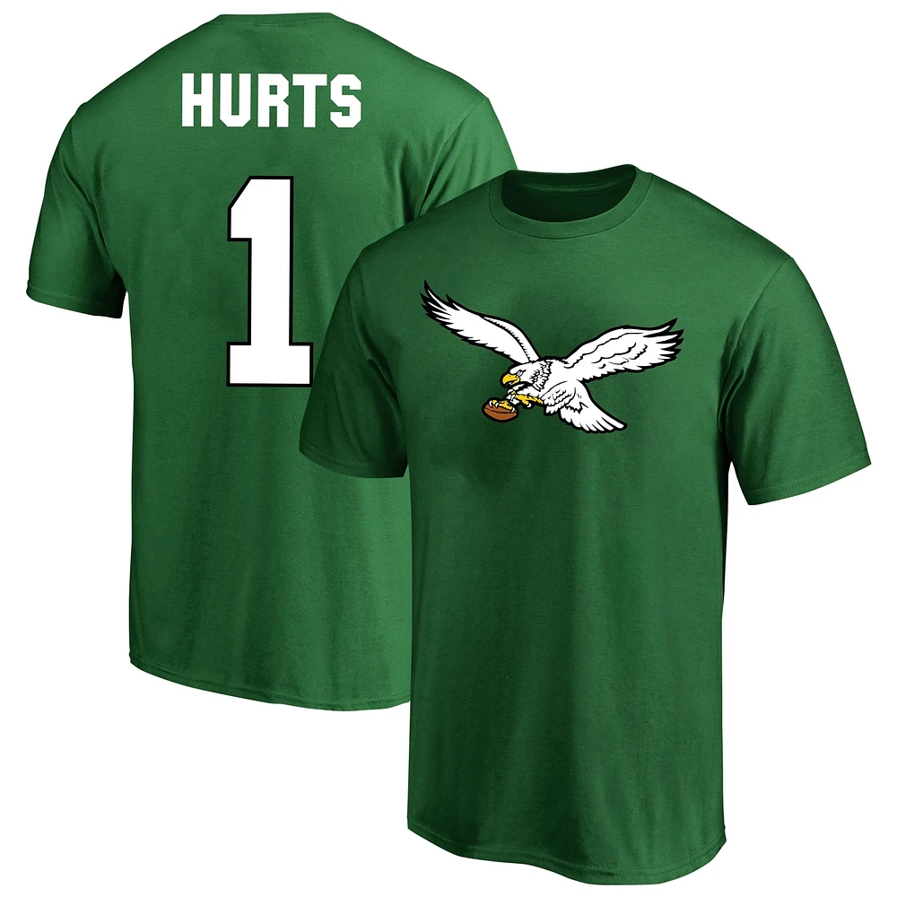 Fanatics pour hommes Jalen Hurts Kelly Green Philadelphia Eagles Big & Tall Throwback Player Name Number T-shirt