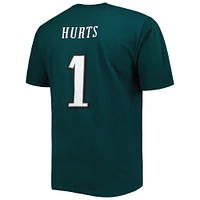 Fanatics pour hommes Jalen Hurts Midnight Green Philadelphia Eagles Big & Tall T-shirt avec nom et numéro de joueur