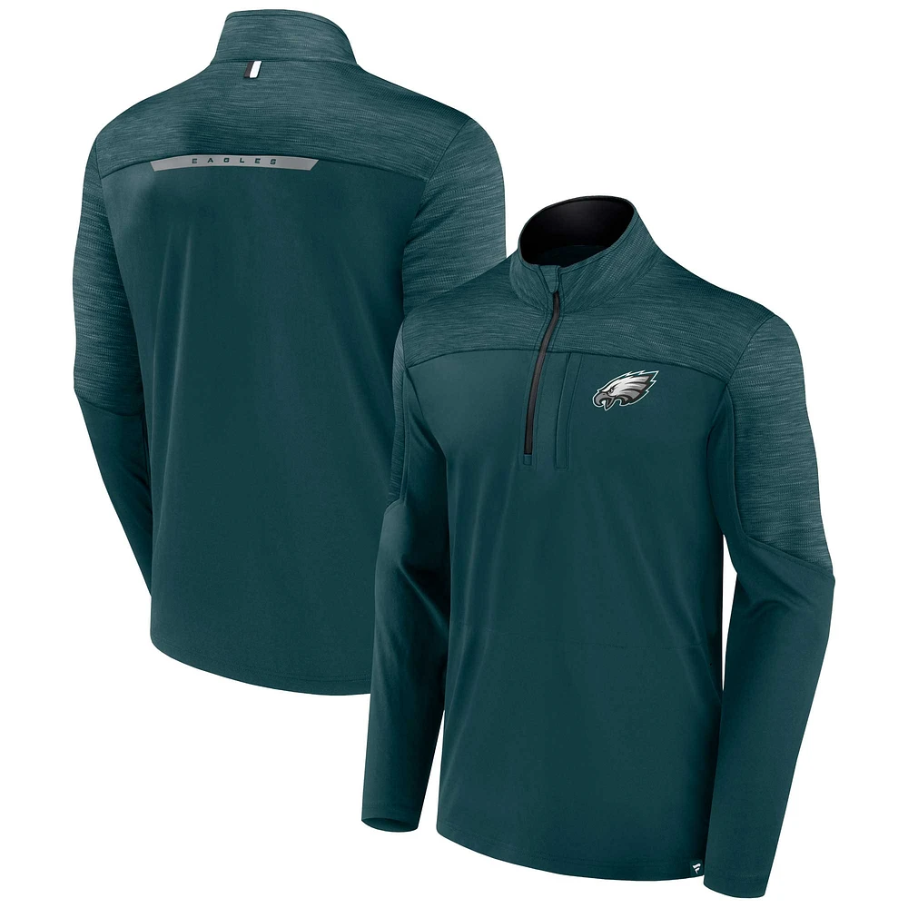 Men's Fanatics Midnight Green Philadelphia Eagles Defender Evo Quarter-Zip Jacket