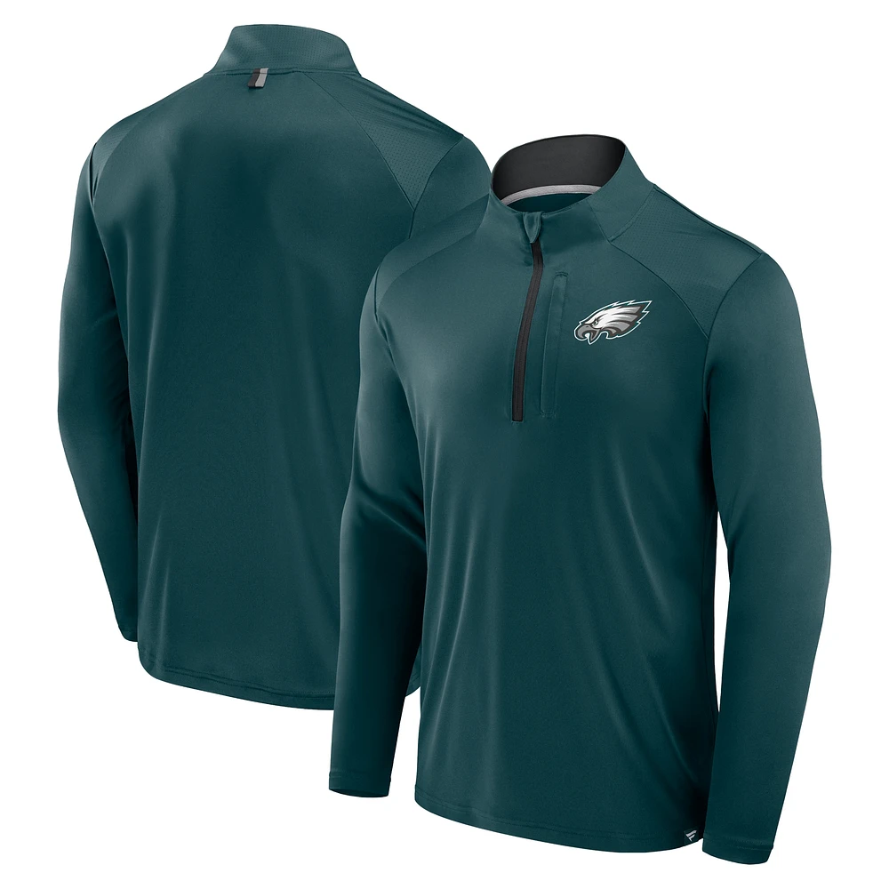 Veste à manches longues et fermeture éclair quart de tour pour homme Fanatics Midnight Green Philadelphia Eagles Defender