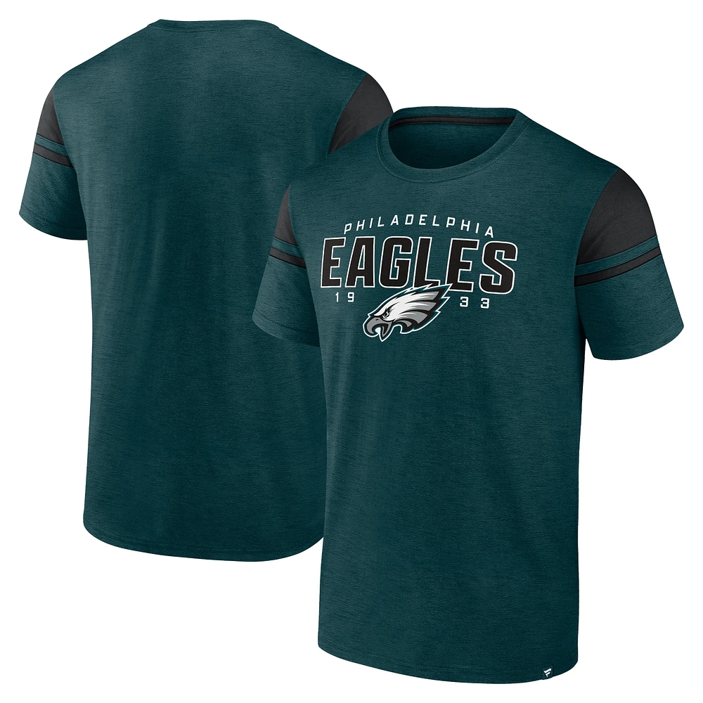 T-shirt fanatiques pour hommes, vert minuit, Philadelphia Eagles, Old School Play Slub