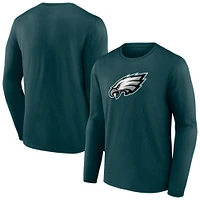 T-shirt à manches longues avec logo principal des Philadelphia Eagles Fanatics pour hommes, vert nuit