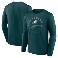 T-shirt à manches longues Fanatics Midnight Green pour homme avec feuille de statistiques des Philadelphia Eagles